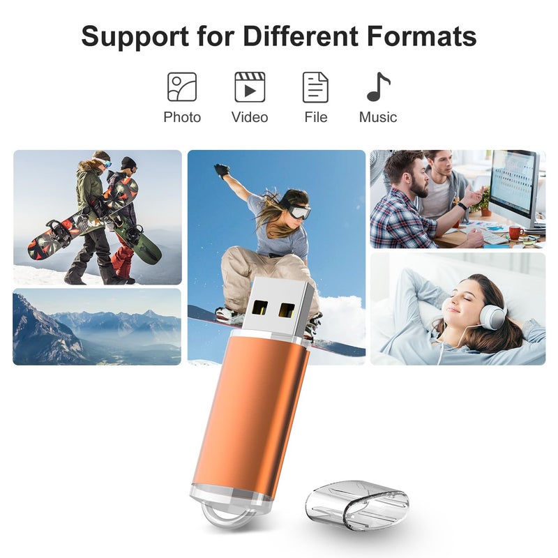 RAOYI 10 Pack 8GB USB Flash Drives USB 2.0 Memory Stick Bulk Thumb Drives Thumb Drive Jump Drive (5 Mixed Colors: Black Blue Green Orange Silver) - Image 4